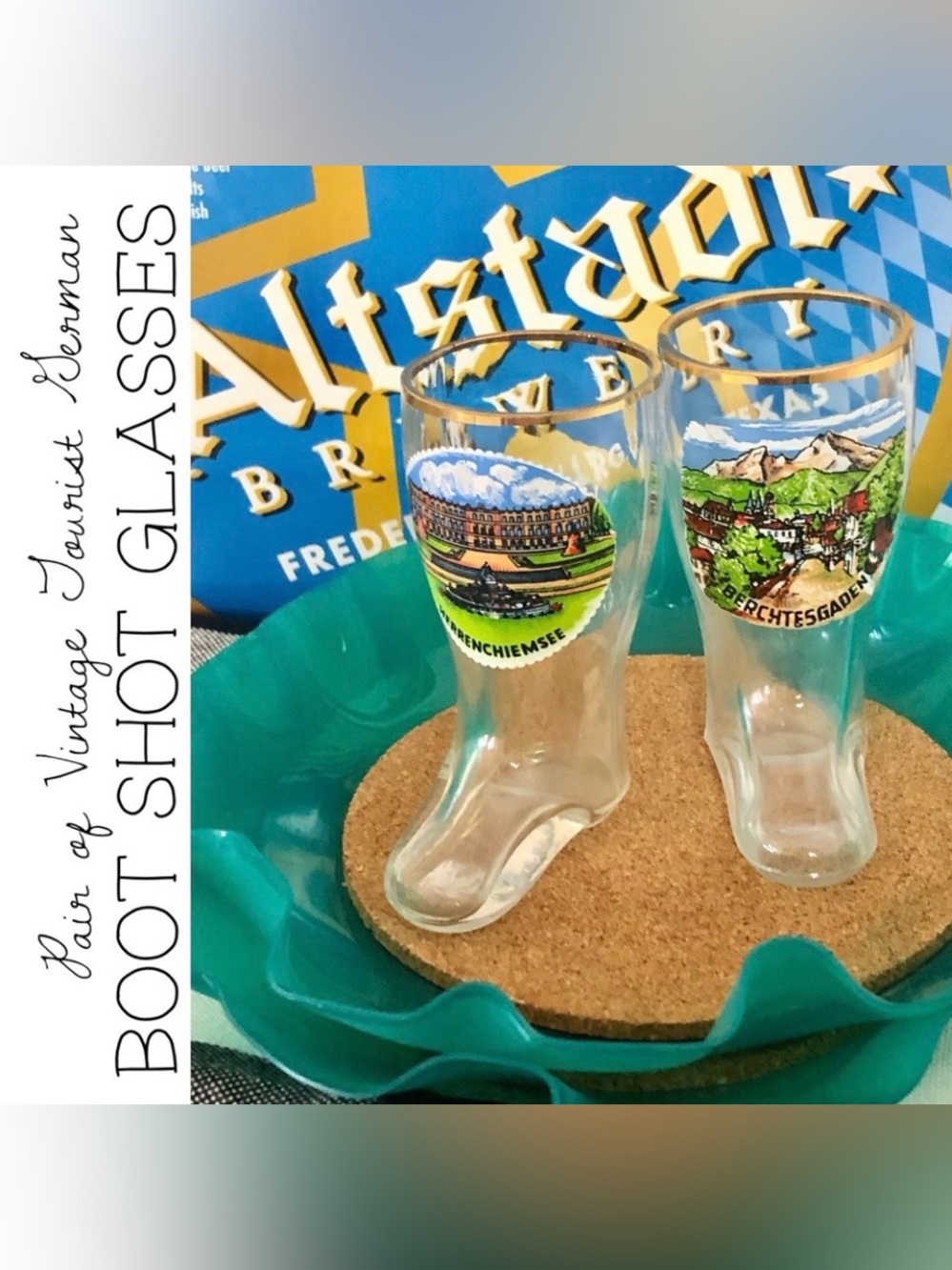 Pair of Vintage German Boot Shot Glasses